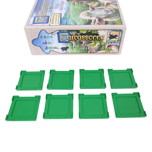 3D-gedruckte Gitteraufsätze für Carcassonne Schafe und Hügel, stabil und flexibel für sicheres Spielen.
