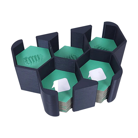 Praktischer Plättchenturm für Dorfromantik – 5 Fächer für Auftrags- und Landschaftskarten