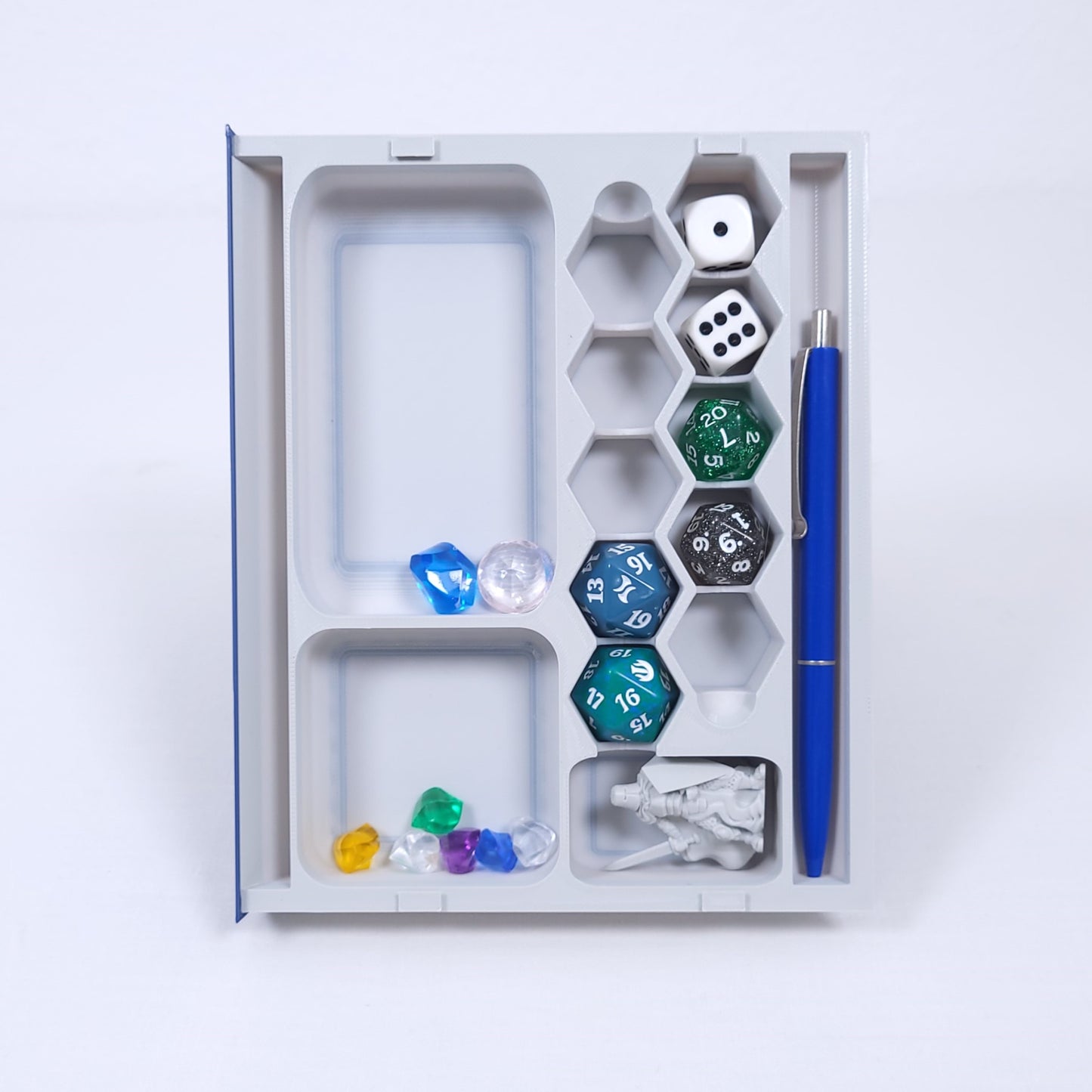 Tabletop Buch zur Lagerung von Würfeln, Figuren und Items