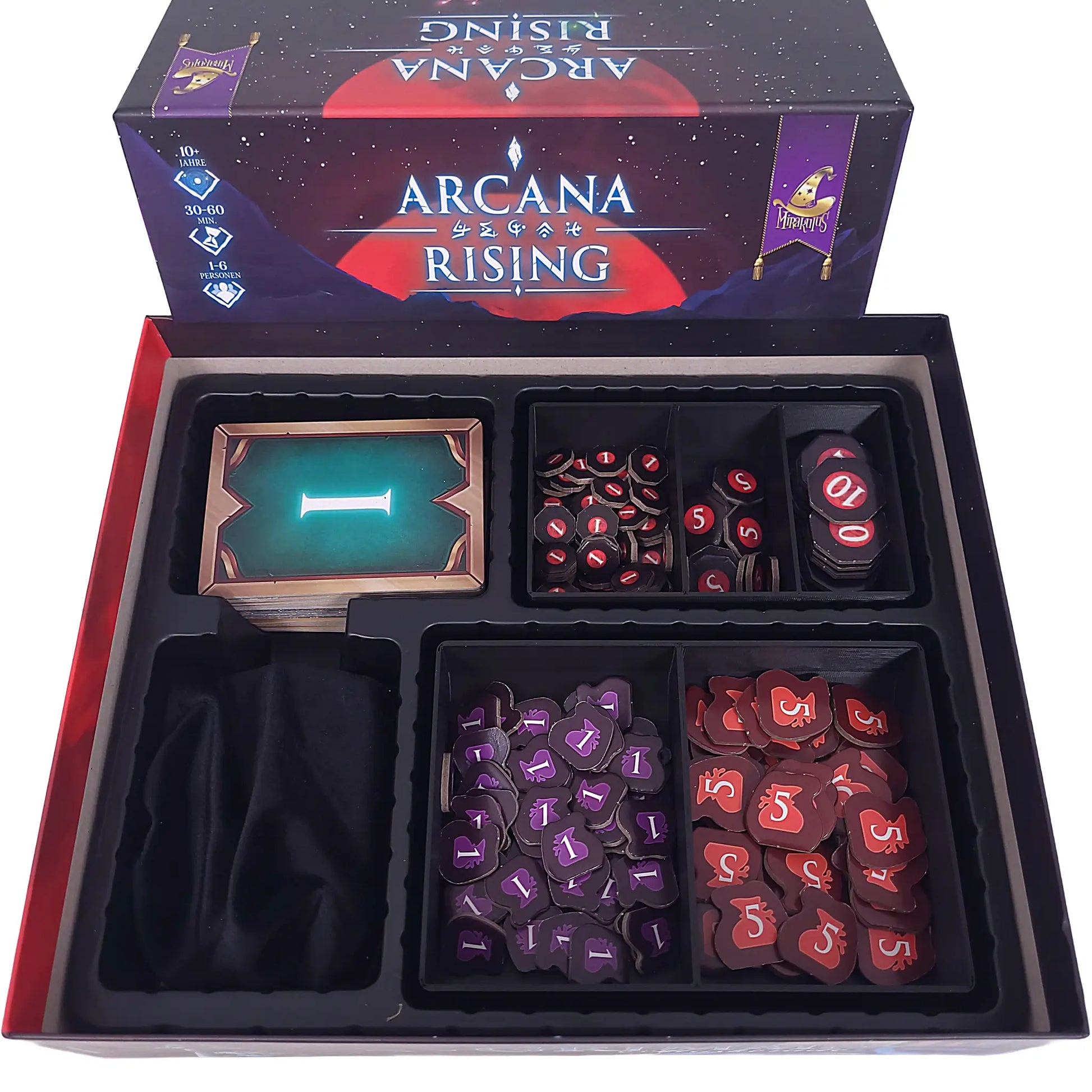 Aufbewahrungsboxen passend für Arcana Rising – getrennte Fächer für Ressourcen und Siegpunkte