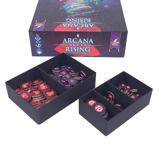 Aufbewahrungsboxen passend für Arcana Rising – getrennte Fächer für Ressourcen und Siegpunkte
