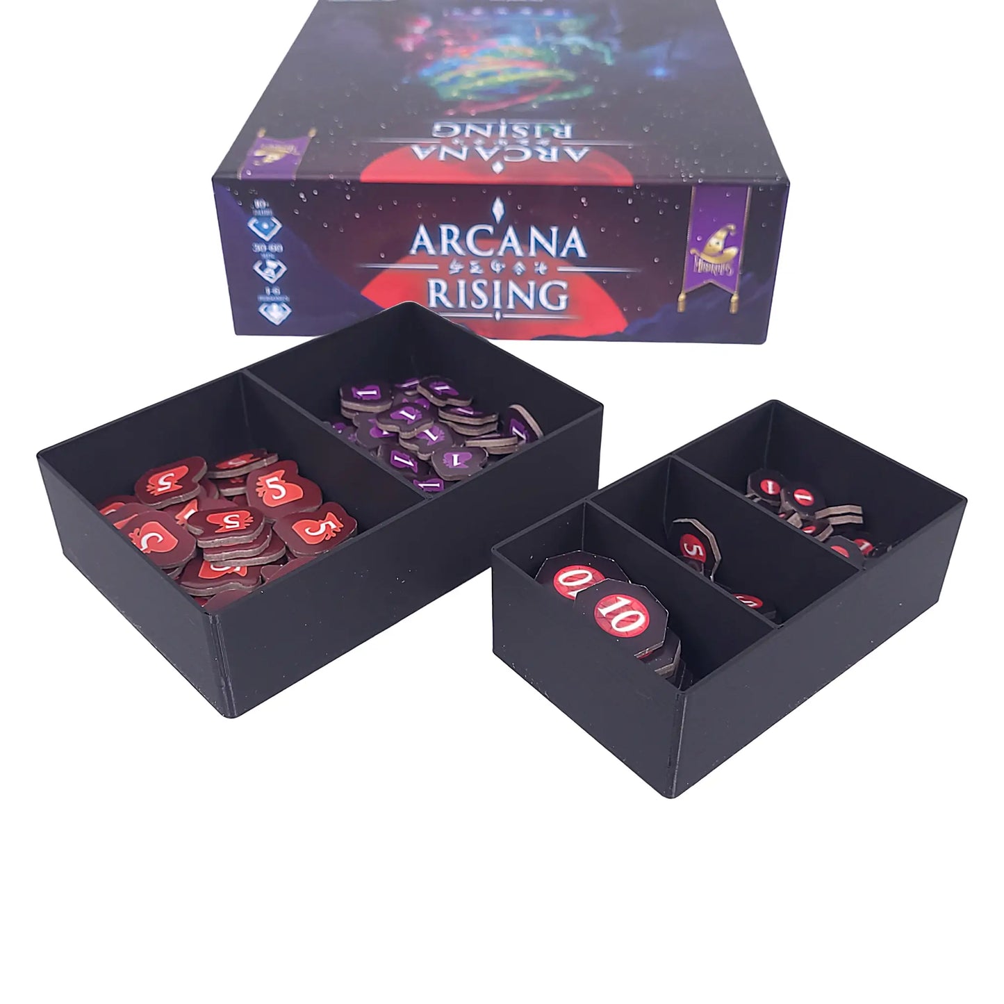 Aufbewahrungsboxen passend für Arcana Rising – getrennte Fächer für Ressourcen und Siegpunkte