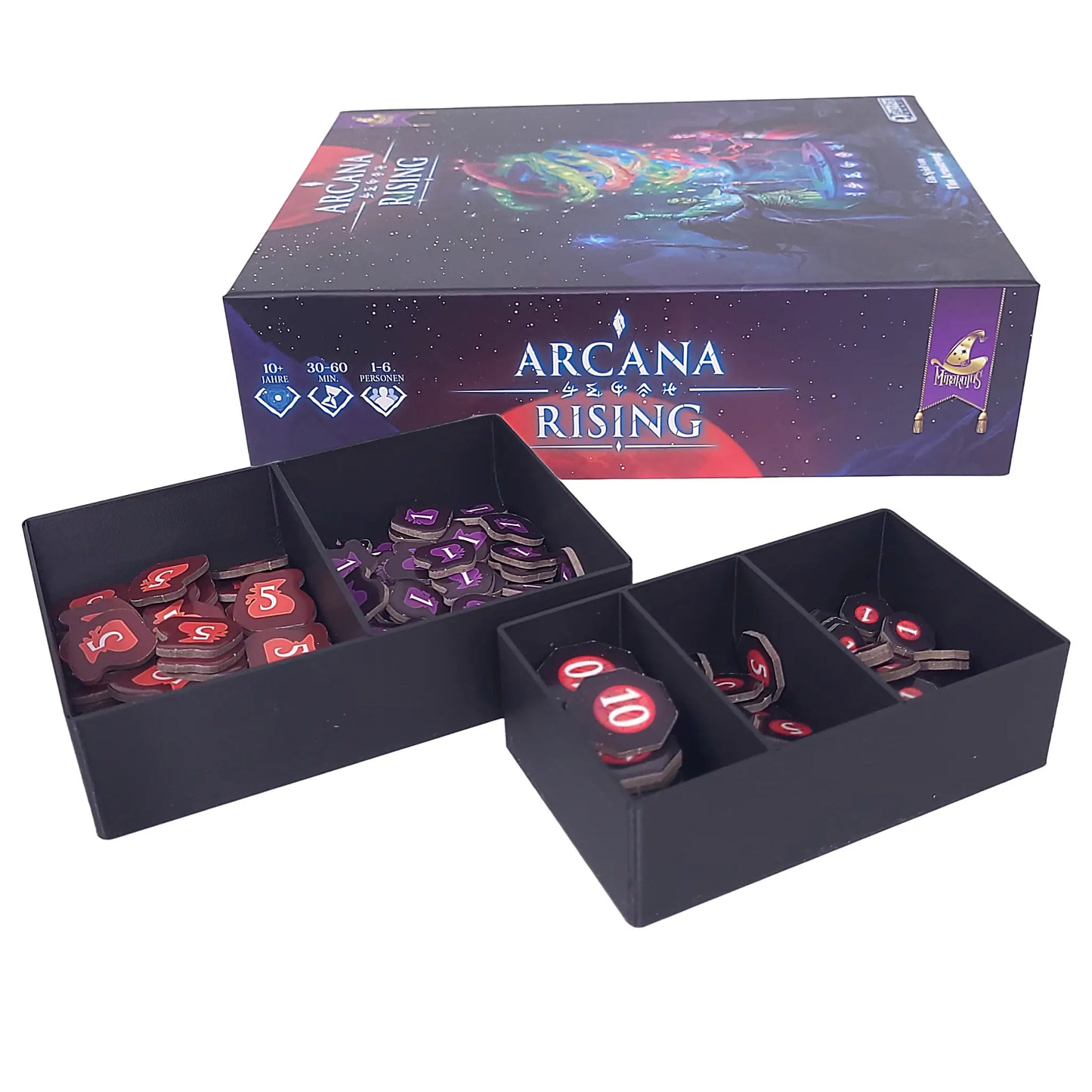 Aufbewahrungsboxen passend für Arcana Rising – getrennte Fächer für Ressourcen und Siegpunkte