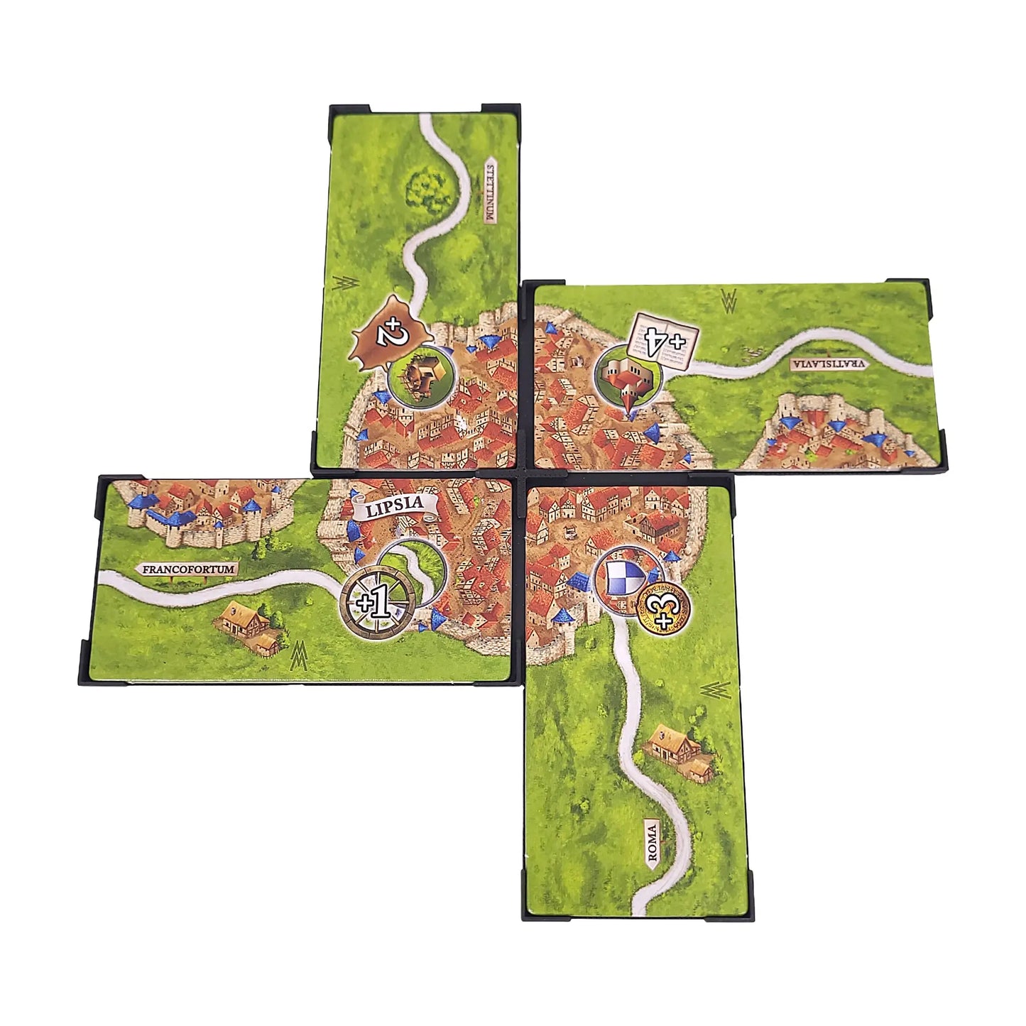 Carcassonne Erweiterung Märkte zu Leipzig – passender Gitteraufsatz für präzise Platzierung der Sonderplättchen