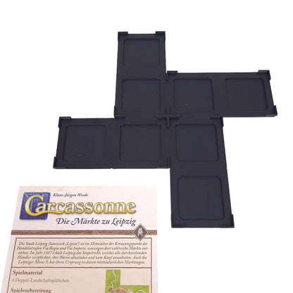 Carcassonne Erweiterung Märkte zu Leipzig – passender Gitteraufsatz für präzise Platzierung der Sonderplättchen