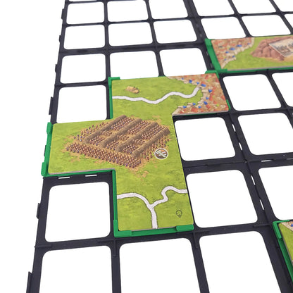 Gitteraufsatz für Carcassonne – passend zur Erweiterung „Wunder der Menschheit (2)“ zur sicheren Platzierung großer Plättchen