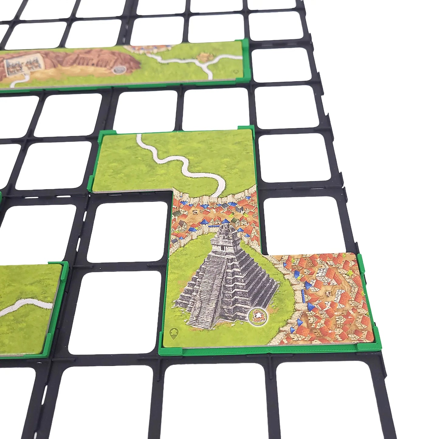 Gitteraufsatz für Carcassonne – passend zur Erweiterung „Wunder der Menschheit (2)“ zur sicheren Platzierung großer Plättchen