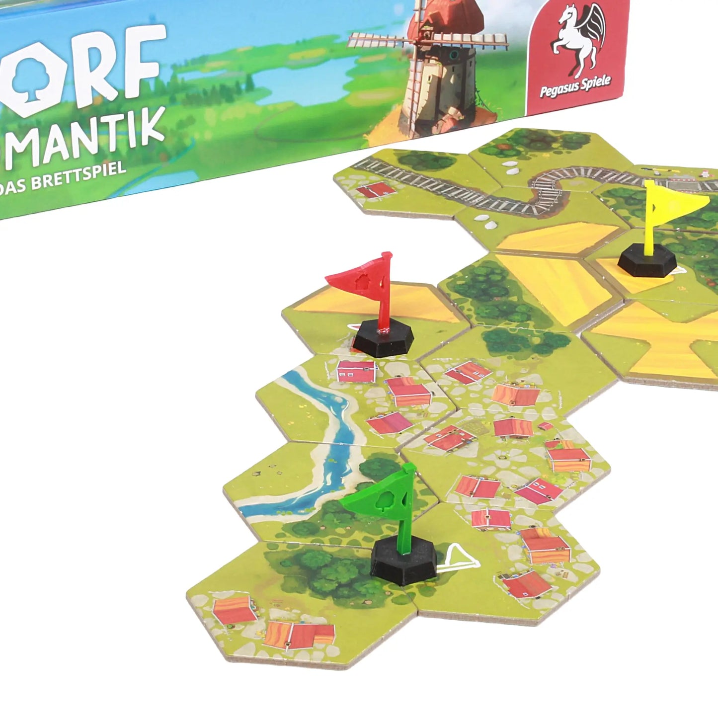 Dorfromantik Fahnen aus 3D-Druck als Spielhilfe zur Zielmarkierung