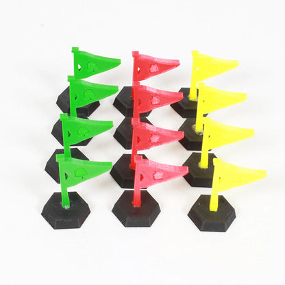 Dorfromantik Fahnen aus 3D-Druck als Spielhilfe zur Zielmarkierung