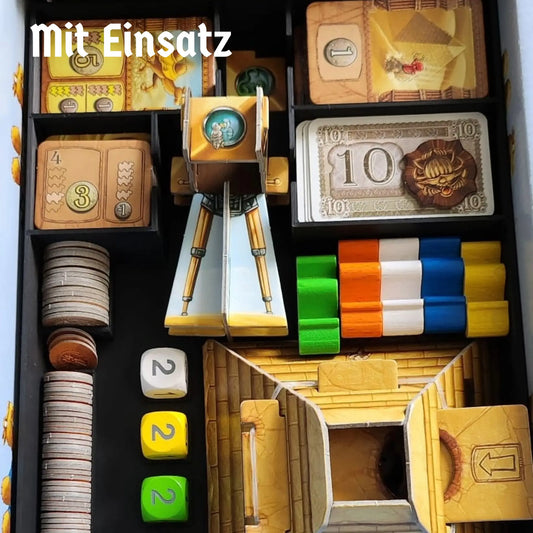 Organizer-Inlay sortiert alle Spielmaterialien von Camel Up und Supercup sauber in der Box
