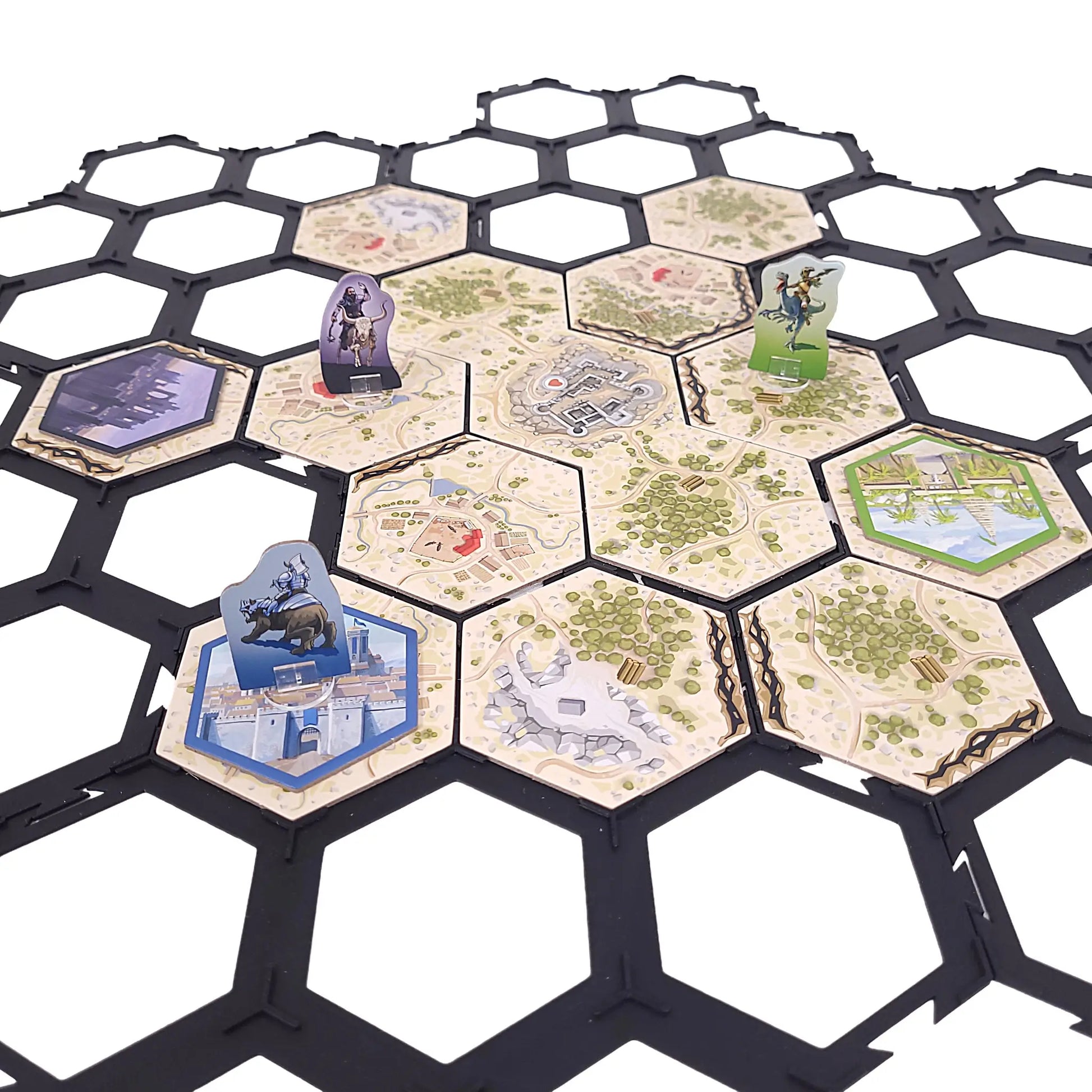 Spielgitter passend für Karak 2, ideal zur stabilen Ablage der sechseckigen Plättchen auf dem Spieltisch.