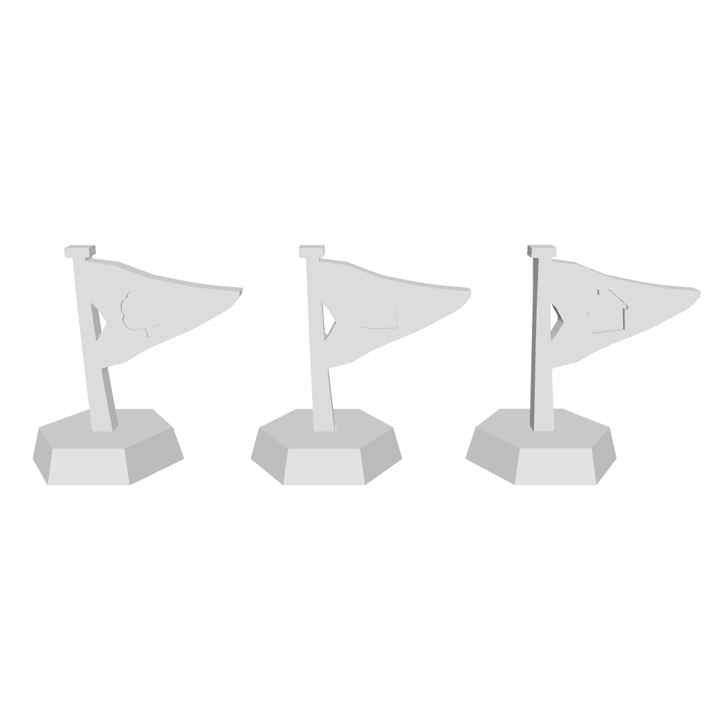 3D Ansicht der Dorfromantik Fahnen