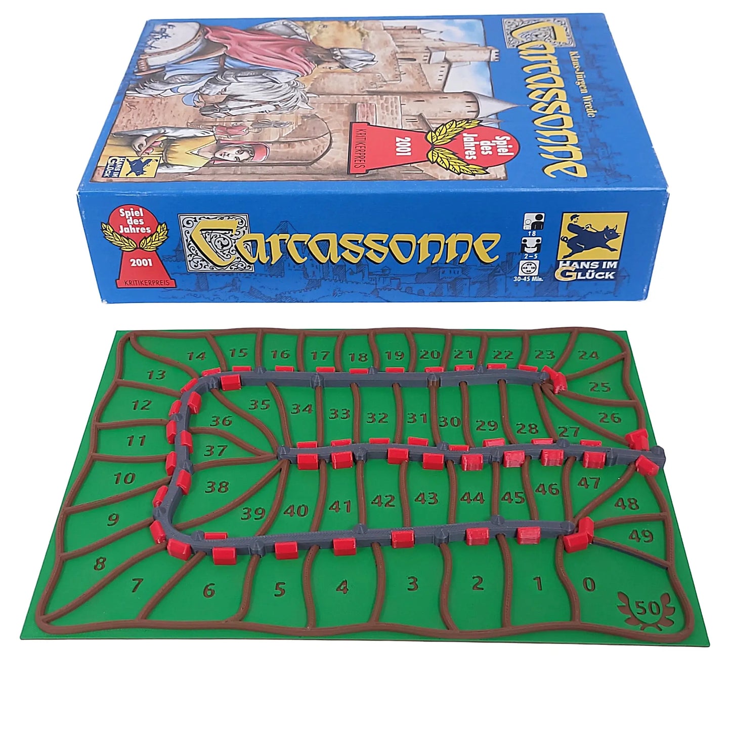 3D-gedruckte Punktetafel für Carcassonne – Ersatz für die Papp-Wertungstafel