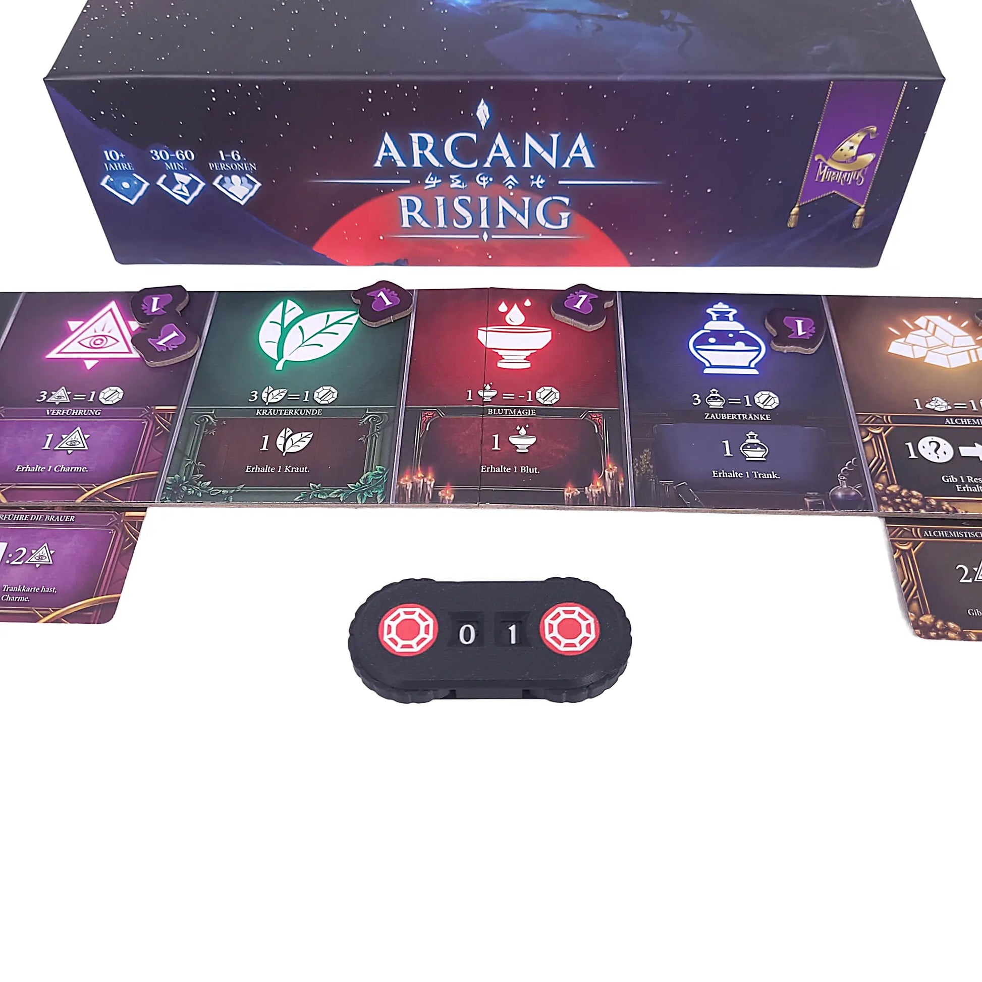 Siegpunktzahler für Arcana Rising – zwei separate Ziffernräder im 3D-Druck